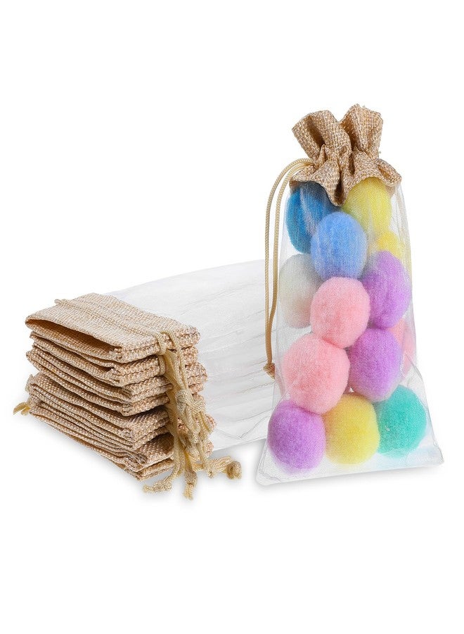 Aeaocvo 10 PCS Small Mesh Gift Bags with Drawstring 4 × 6 In, Burlap and Organza Gift Bags for Wedding Baby Shower Party Candy Cosmetic Sample Treat Mesh Pouch - Image 1